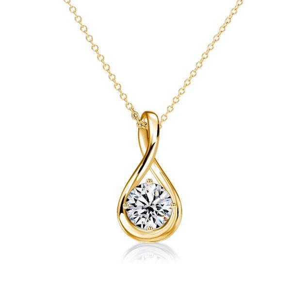 White Sapphire Round Cut Drop Pendant Necklace - 925 Sterling Silver (Various Lengths & Finishes)