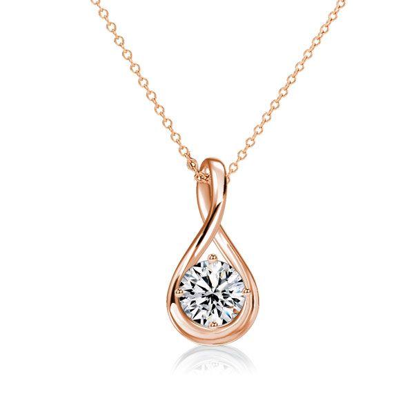 White Sapphire Round Cut Drop Pendant Necklace - 925 Sterling Silver (Various Lengths & Finishes)