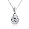 White Sapphire Round Cut Drop Pendant Necklace - 925 Sterling Silver (Various Lengths & Finishes)