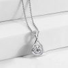 White Sapphire Round Cut Drop Pendant Necklace - 925 Sterling Silver (Various Lengths & Finishes)