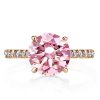 Rose Gold Pink Sapphire Engagement Ring - 18K Plated Sterling Silver, 2.75 CT
