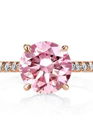 Rose Gold Pink Sapphire Engagement Ring - 18K Plated Sterling Silver, 2.75 CT