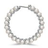 Sterling Silver Pearl Hoop Earrings - Lightweight & Elegant