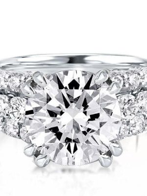 Sterling Silver Round Cut Double Prong Engagement Ring with 6.84 CT Center Stone