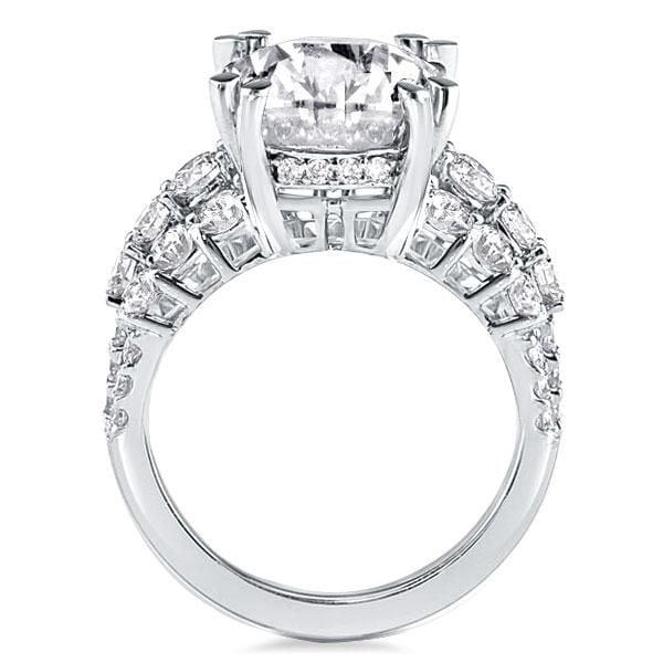 Sterling Silver Round Cut Double Prong Engagement Ring with 6.84 CT Center Stone