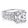 Sterling Silver Round Cut Double Prong Engagement Ring with 6.84 CT Center Stone