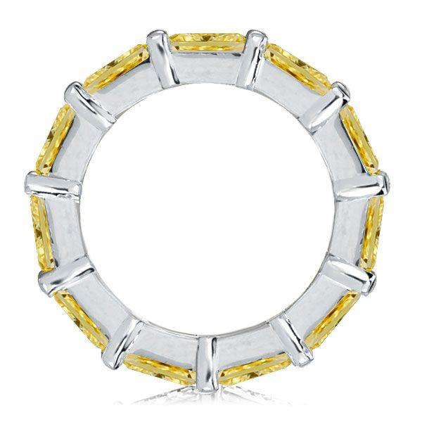 Emerald Cut Yellow Topaz Eternity Band - Sterling Silver Wedding Ring Promise Ring