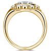 18K Gold Plated Sterling Silver Cocktail Ring with Round Cut Center Stone