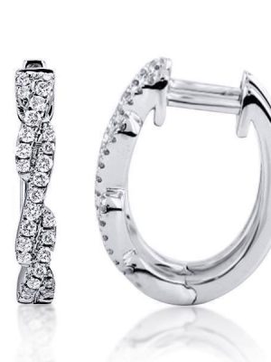 Sterling Silver Round Cut Twist Hoop Earrings