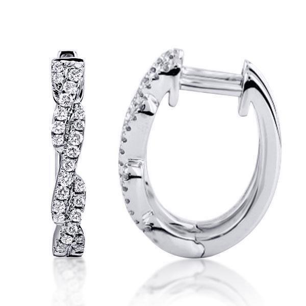 Sterling Silver Round Cut Twist Hoop Earrings