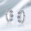 Blue Sapphire Hoop Earrings - Sterling Silver Vintage Halo Earrings