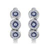 Blue Sapphire Hoop Earrings - Sterling Silver Vintage Halo Earrings