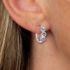 Blue Sapphire Hoop Earrings - Sterling Silver Vintage Halo Earrings