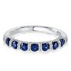 Sterling Silver Halo Round Blue Stone Wedding Band for Women