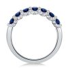 Sterling Silver Halo Round Blue Stone Wedding Band for Women