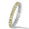 Emerald Cut Yellow Topaz & Sterling Silver Bracelet - Wedding Jewelry