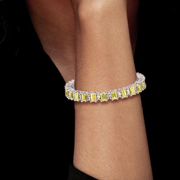 Emerald Cut Yellow Topaz & Sterling Silver Bracelet - Wedding Jewelry