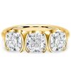Cushion Cut White Sapphire 3-Stone Engagement Ring - 18K Gold Plated Sterling Silver