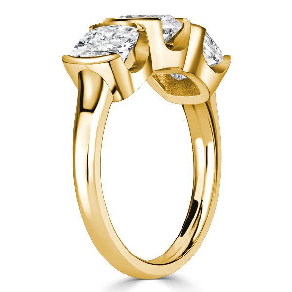 Cushion Cut White Sapphire 3-Stone Engagement Ring - 18K Gold Plated Sterling Silver