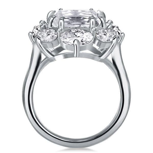 Flower Design Engagement Ring in Rhodium Plated Sterling Silver