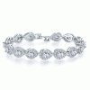 Halo Pear Created White Sapphire Bracelet in Sterling Silver (7 Inch)