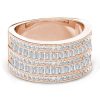 Rose Gold Art Deco Wedding Band - 925 Sterling Silver with White Sapphire