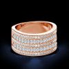 Rose Gold Art Deco Wedding Band - 925 Sterling Silver with White Sapphire