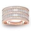 Rose Gold Art Deco Wedding Band - 925 Sterling Silver with White Sapphire