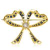 Vintage Blue & White Round Cut Bow Brooch Pin in 925 Sterling Silver Plated