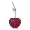 Round Cut Ruby and Sapphire Cherry Brooch Pin | 925 Sterling Silver Plated Jewelry