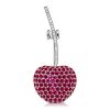 Round Cut Ruby and Sapphire Cherry Brooch Pin | 925 Sterling Silver Plated Jewelry