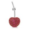 Round Cut Ruby and Sapphire Cherry Brooch Pin | 925 Sterling Silver Plated Jewelry
