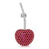 Round Cut Ruby and Sapphire Cherry Brooch Pin | 925 Sterling Silver Plated Jewelry