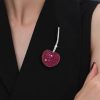 Round Cut Ruby and Sapphire Cherry Brooch Pin | 925 Sterling Silver Plated Jewelry