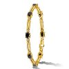 Vintage Oval Black Sapphire Bracelet - 18K Gold Plated Sterling Silver Wedding Bracelet