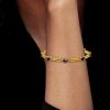Vintage Oval Black Sapphire Bracelet - 18K Gold Plated Sterling Silver Wedding Bracelet