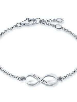 Personalized Infinity Bracelet with Date - Sterling Silver