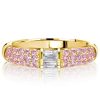 0.84 CT. Pink Sapphire Half Eternity Wedding Band Stackable Ring in Rhodium Plated Sterling Silver