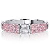 0.84 CT. Pink Sapphire Half Eternity Wedding Band Stackable Ring in Rhodium Plated Sterling Silver