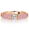 0.84 CT. Pink Sapphire Half Eternity Wedding Band Stackable Ring in Rhodium Plated Sterling Silver