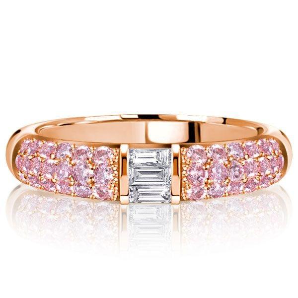 0.84 CT. Pink Sapphire Half Eternity Wedding Band Stackable Ring in Rhodium Plated Sterling Silver