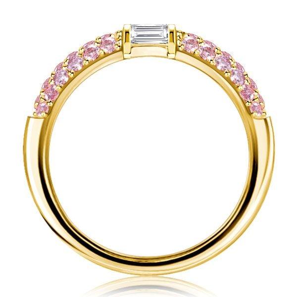 0.84 CT. Pink Sapphire Half Eternity Wedding Band Stackable Ring in Rhodium Plated Sterling Silver