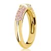 0.84 CT. Pink Sapphire Half Eternity Wedding Band Stackable Ring in Rhodium Plated Sterling Silver