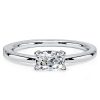 Cushion Cut White Sapphire Engagement Ring in Rhodium Plated Sterling Silver