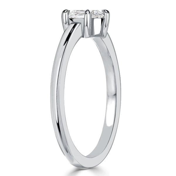 Cushion Cut White Sapphire Engagement Ring in Rhodium Plated Sterling Silver