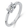 Cushion Cut White Sapphire Engagement Ring in Rhodium Plated Sterling Silver