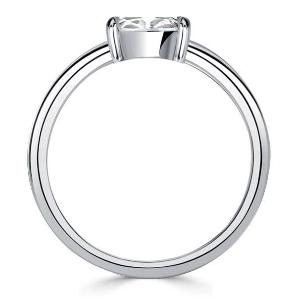 Cushion Cut White Sapphire Engagement Ring in Rhodium Plated Sterling Silver