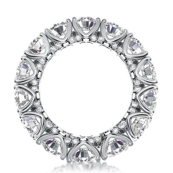 Eternity Round Created White Sapphire Wedding Band in Rhodium Plated Sterling Silver