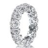Eternity Round Created White Sapphire Wedding Band in Rhodium Plated Sterling Silver