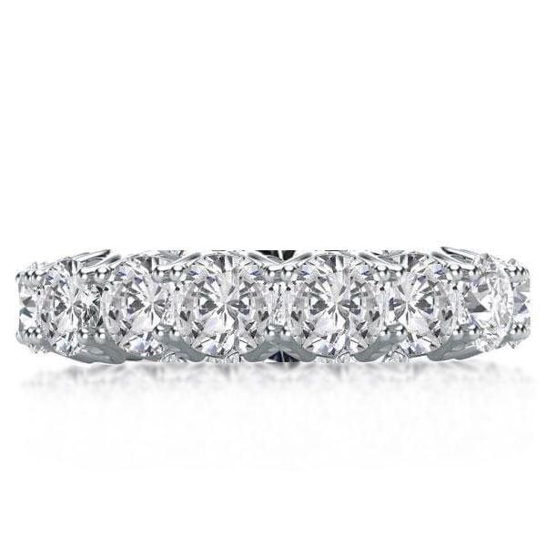 Eternity Round Created White Sapphire Wedding Band in Rhodium Plated Sterling Silver